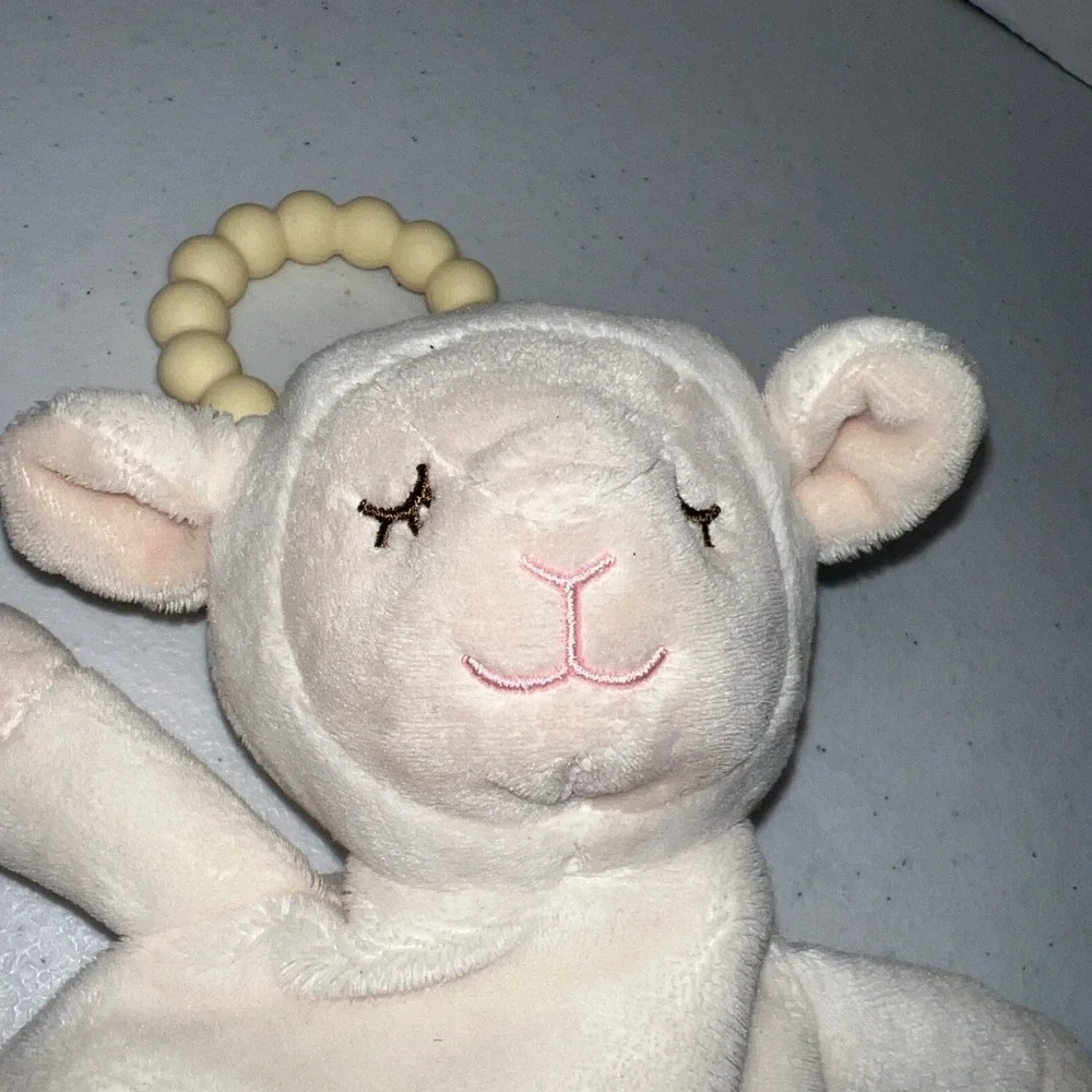 Douglas Baby Ivory Sleeping Sheep Lamb Plush Baby Security Blanket Teether Lovey
